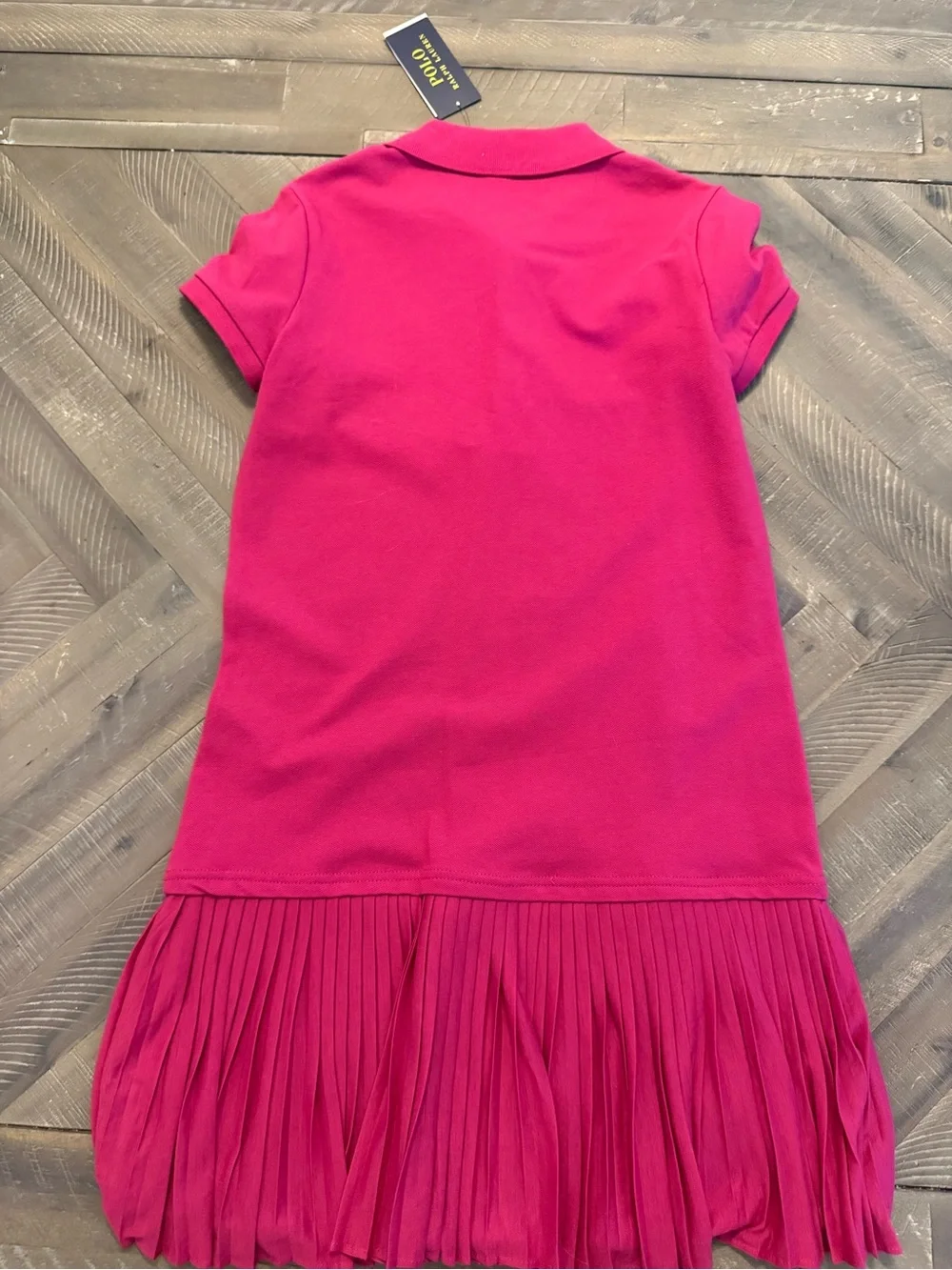 Ralph Lauren Girls' Fuchsia Polo Dress with Pleated Skirt